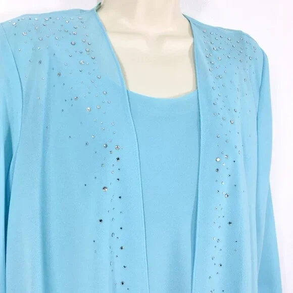 VTG Ursula of Switzerland 2 Pc Gown /Crystal Jacket Sz 12 Flowy Chiffon Wedding - Picture 6 of 14